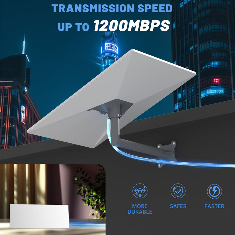 Starlink Cable, 150FT/46M Replacement Star Link Gen 3/V5/4/4X/Mini Cable | Adopts 24AWG copper hits 1200Mbps,water-resistant anti-aging PVC shell,all-weather durable for stable high-speed connection. grey