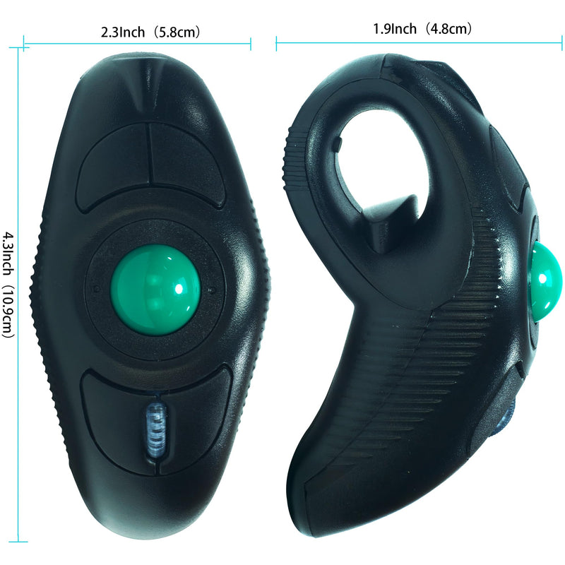 YUMQUA Wireless Trackball Mouse, Finger Handheld Mouse with Laser Pointer | Ergonomic 2.4GHz Thumb Mouse for Right or Left Hand, for Laptop PC Mac Chromebooks, Precise and Smooth Tracking, Plug & Play