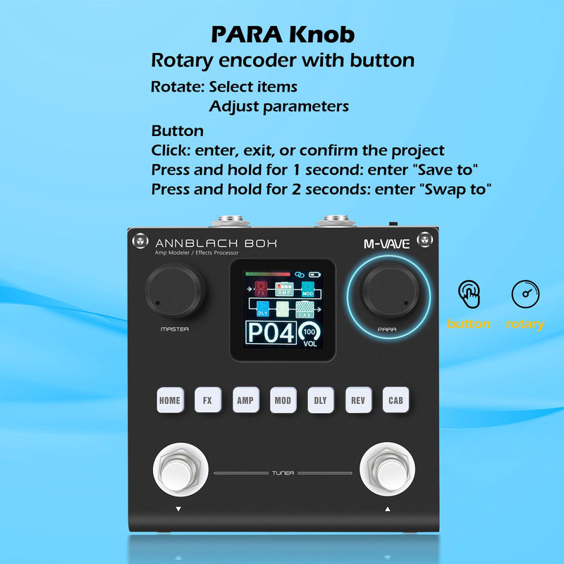 M-VAVE ANN Black Pedal Box Multi Effects Guitar Base Pedal - 80 Editable Presets With APP Create Your Paremeters Build in Battery ANN Blackbox