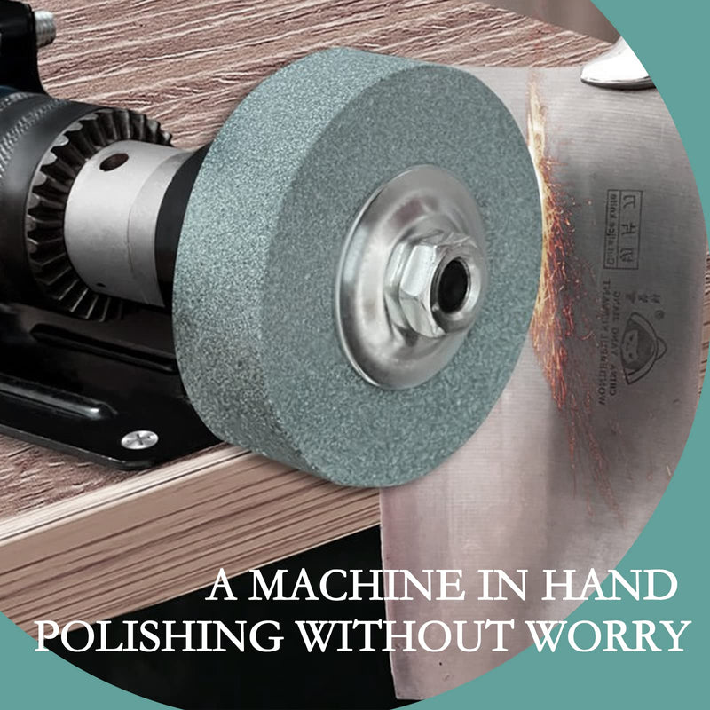 XZEIT Grinding Wheel Adapter and Grinding Stone for Drill, Metal Grinding Head, Convert Electric Drill to Grinder, 75mm OD 10mm Inner Diameter Green