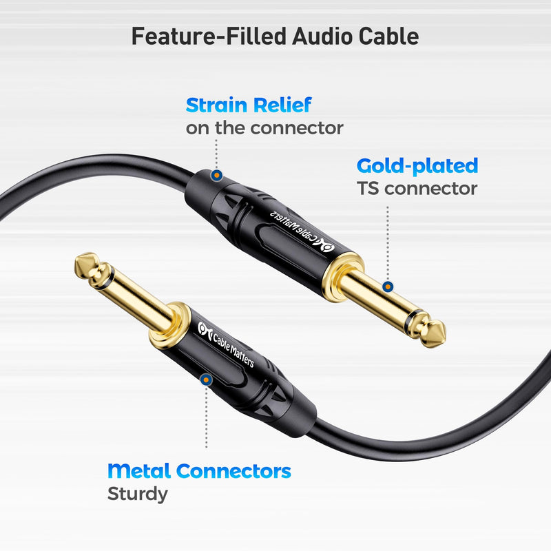 Cable Matters 2-Pack 1/4 Inch TS to TS Electric Guitar Cable 6 Feet - Guitar Cord/Guitar Amp Cord/Instrument Cable for Electric Guitar, Mandolin, Bass AMP, Keyboard, Mixer, Equalizer 6 ft Straight