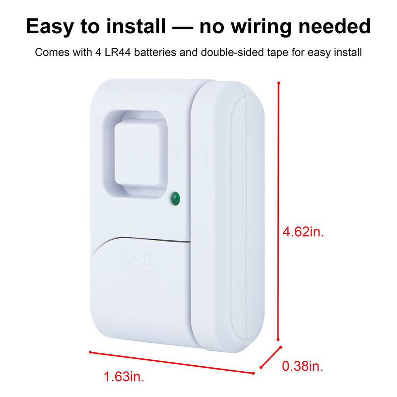 GE Personal Security Window and Door Alarm, 5 Pack, DIY Protection, Burglar Alert, Wireless Chime/Alarm, Easy Installation, Home Security, Ideal for Home, Garage, Apartment and More,White, 45987 White