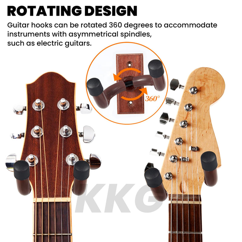 [AUSTRALIA] - KKG 5 Pack Guitar Brown Wall Mount,Guitar Wall Hanger, Guitar Hanger Wall Hook Holder Stand with Screws, Hardwood Guitar Wall Mount Hanger for Acoustic Guitar, Electric Guitar, Banjo, Bass 5PcsBrown 