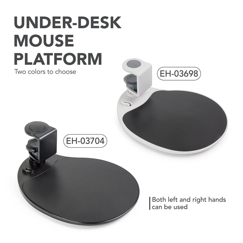 EHO Under-Desk Mouse Platform/Clip on Mouse Pad Rotating 360 Degree, Ergonomic Mouse Tray Attachment, Office Mouse Pad, Slide Out Mouse Tray (Black), Suitable for 1.5" (3.81 cm) Thickness Desk Black