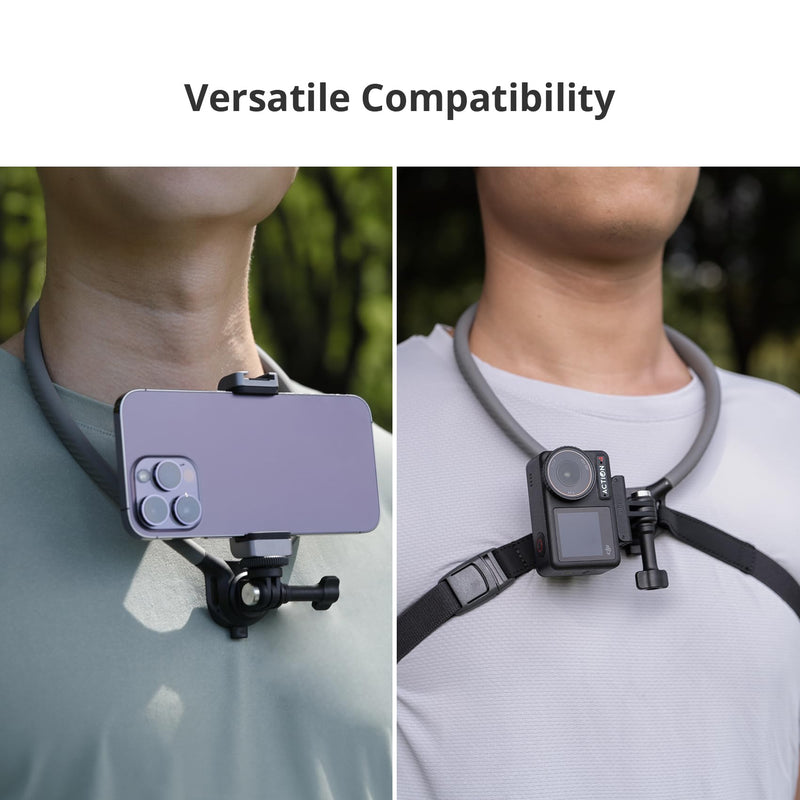 PGYTECH CapLock POV Action Camera Neck Mount, Quick Release & Adjustable Chest Strap, Hand Free Video Vlog Necklace Lanyard Holder for DJI OSMO Action 6/5 Pro/Pocket 3/Xtra Muse, Gopro 13/12, Insta360