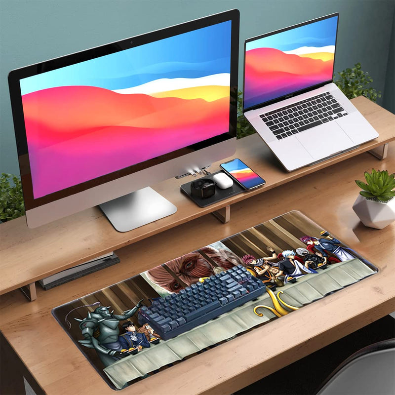 Anime Character Mouse Pad for Computer - Anime Character Collection Saitama Eren Jaeger Gaming Large Mouse Pad Non Slip Rubber Mat, Desktop PC Laptop Office Big Mouse Pad 31.5x11.8x0.12inch 31.5in x 11.8in, Anime Character Collection