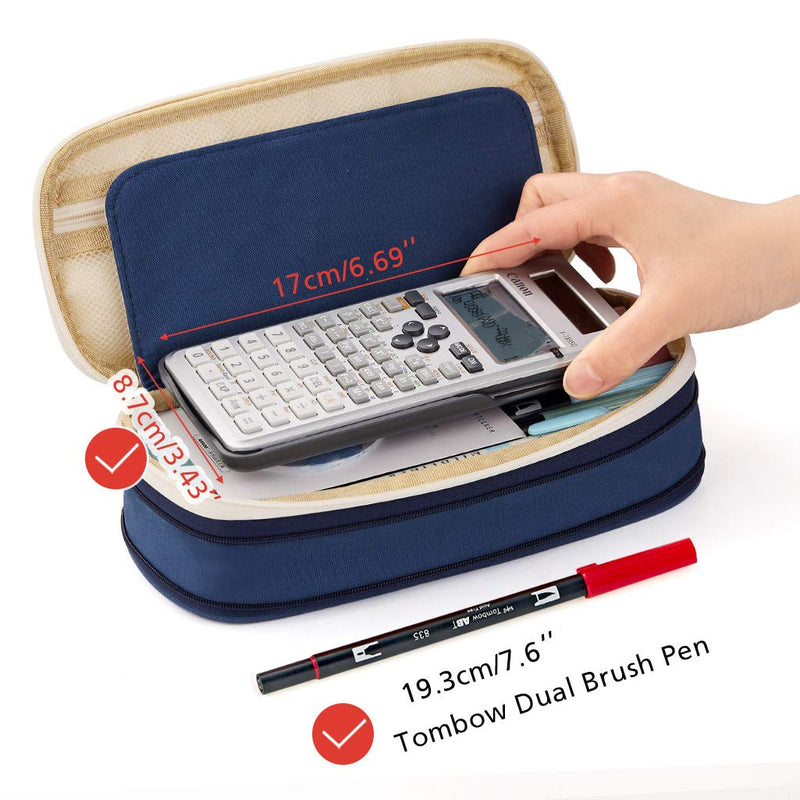 EASTHILL Big Capacity Pencil Pen Case Office College School Large Storage High Capacity Bag Pouch Holder Box Organizer Blue