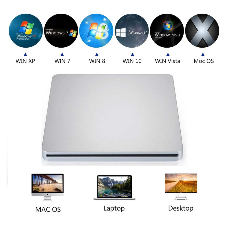 [AUSTRALIA] - Portable USB‑C External CD/DVD Drive ‑ USB‑A Converter Included | Plug & Play for MacBook Pro/Air, Windows & Linux | CD/DVD Reader, Writer, Player & Burner 