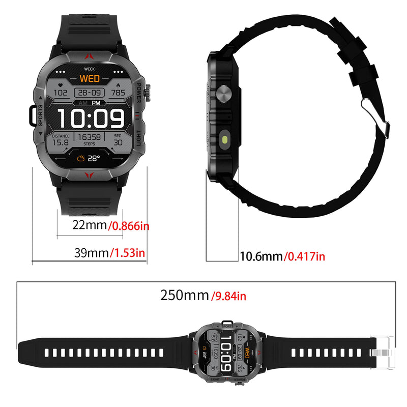 2.01" AMOLED Smart Watch for Men (Make/Answer Call), LED Lighting, 5ATM Waterproof Mens Smartwatch, Fitness Tracker Smartwatch for Android iPhones, Digital Watches Step Counter, 3 Straps (Brown) Brown