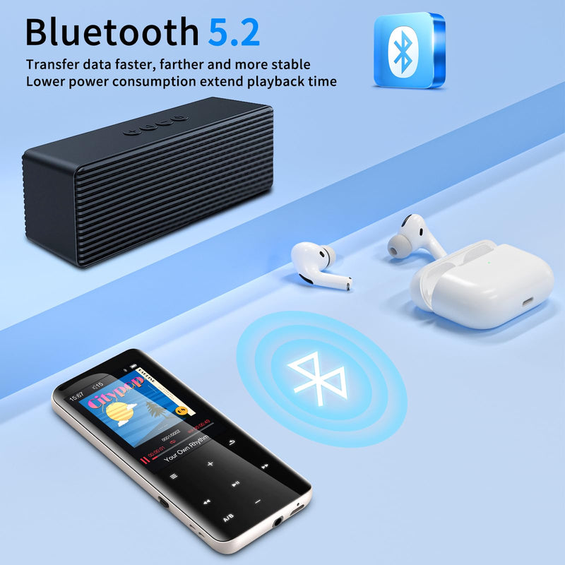 [AUSTRALIA] - 96GB MP3 Players, Music Player with Bluetooth 5.2, Volorful HiFi MP3 Digital Audio Players with HD Speaker, Mini Portable MP3 Player for Kids, Hiking, Traveling, Sports, FM Radio, Recorder (96GB) 96GB 
