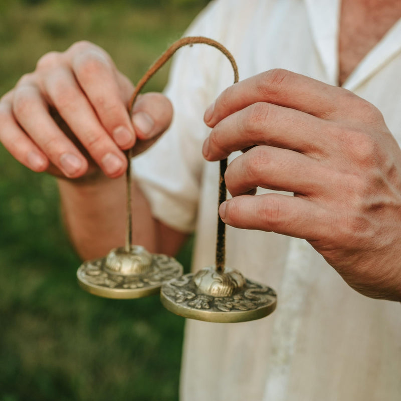 Mudra Crafts Tibetan Tingsha Bells - Yoga Chimes with Tingsha Cymbals for Meditation 2.5 Inches Plain