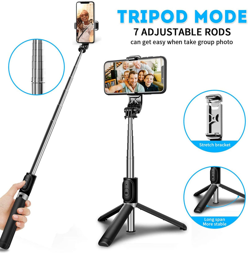 [AUSTRALIA] - Selfie Stick Tripod with Remote Phone Recording Stand, Travel Tripod for iPhone Cell Phones, Cellphone Filming Tripod Travel Necessories Gift for Men Women, Tripode para Celulares Tripie para Celular Selfie Stick Tripod 