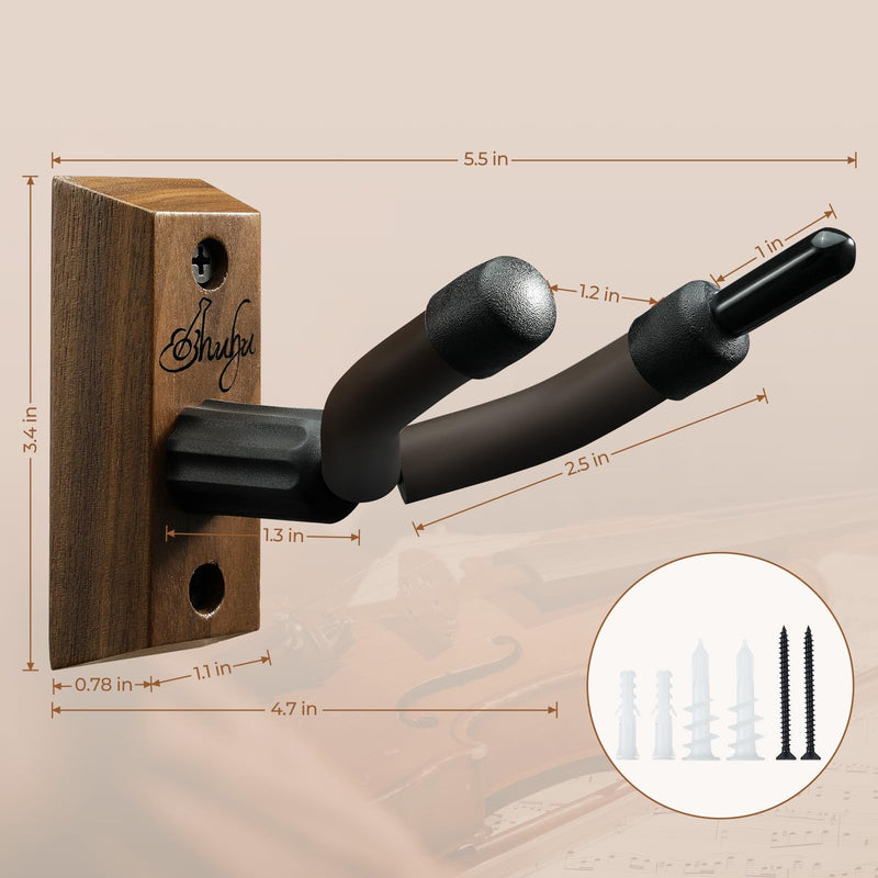 Ohuhu Violin Wall Mount Hanger, Hardwood Violin Hanger with Bow Holder for Home & Studio (2 Pack)