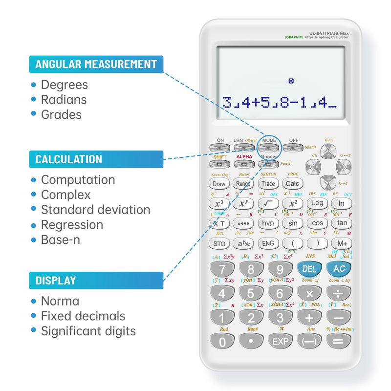 Graphing Calculator, Calculator with Graphics Functions, Large Display for Students, Algebra Calculus Trigonometry, 360+ Functions, UL-84