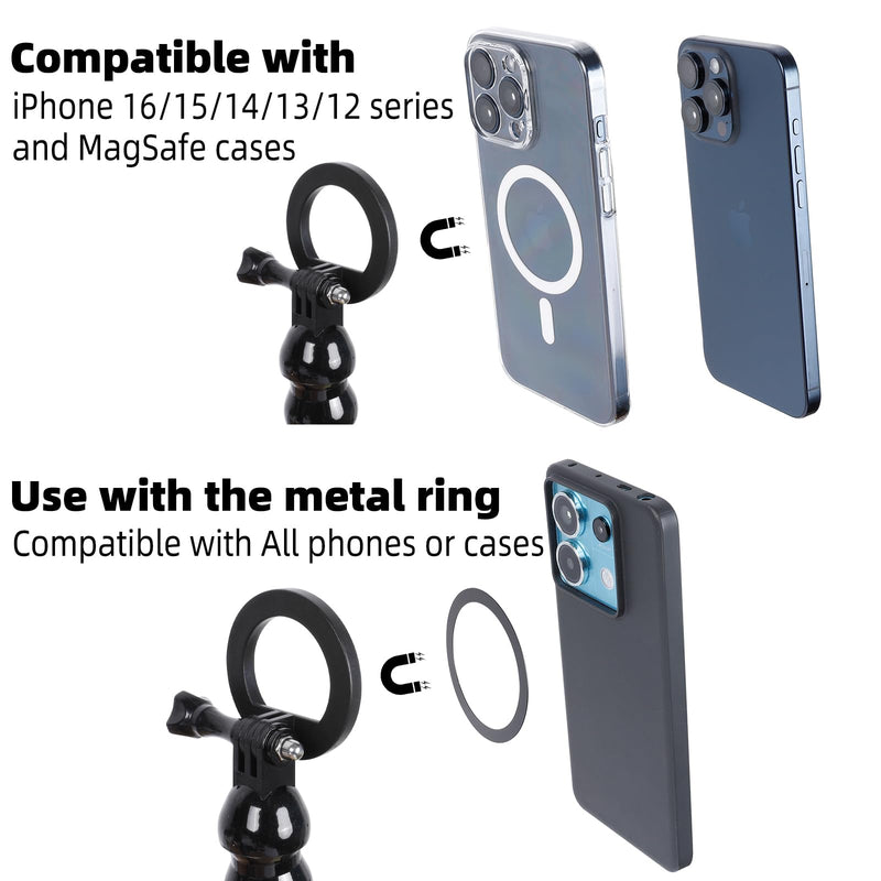Magnetic Gooseneck Phone Holder Clamp Mount for Magsafe, Guitar Bass Head Phone Holder Live Broadcast Bracket Clip, Compatible with iPhone 16 15 14 Pro Max Plus 13 12 Seires