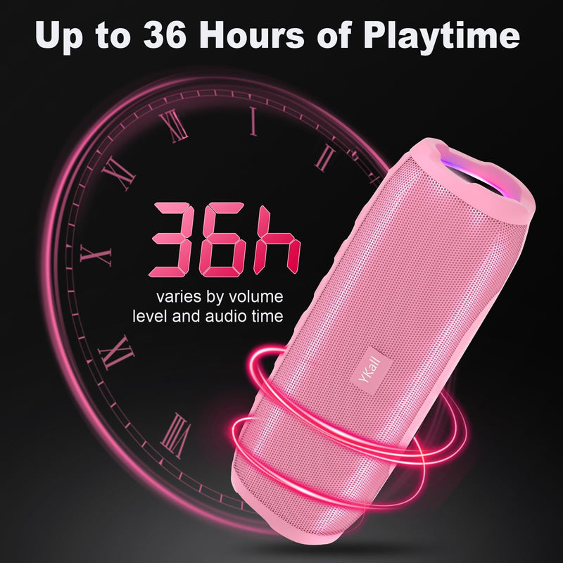 [AUSTRALIA] - Bluetooth Speakers, Portable Bluetooth Speaker Wireless with 20W Loud Stereo Sound, TWS Pairing, IPX6 Waterproof Shower Speakers, 36H Playtime, RGB Light Speaker, Built-in Radio Mode Light Pink 