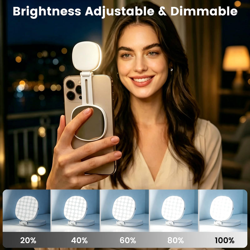 SJZXVZ Magnetic Selfie Light, 3-Mode Phone Light Compatible with Phone Magsa for Selfies/Photography/TikTok/Zoom Calls/Video Conference, Long-Lasting & Rechargeable, CRI97 White