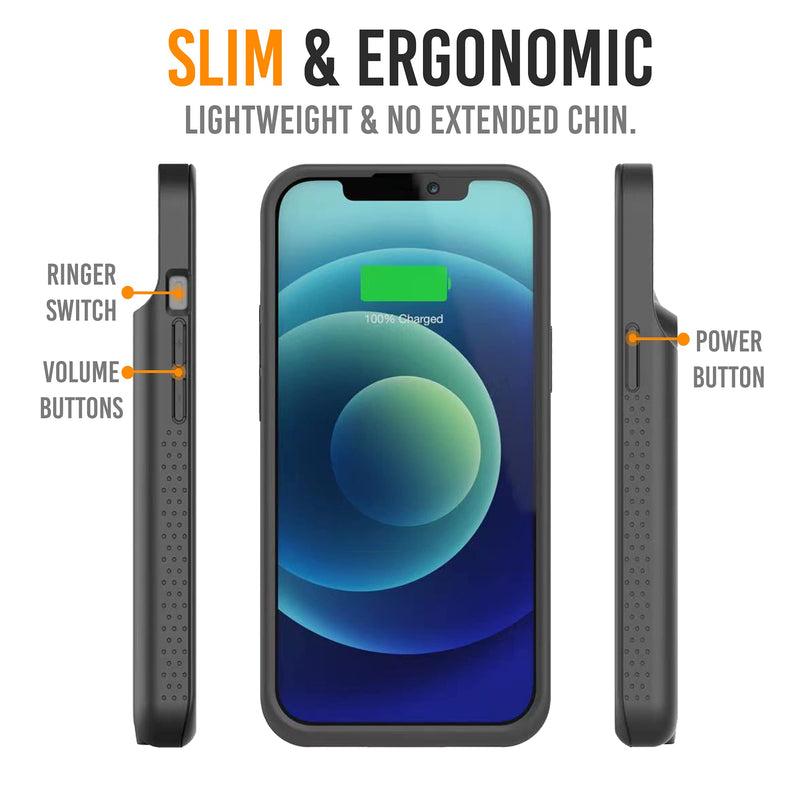 Battery Case for iPhone 14 Pro Max and iPhone 14 Plus (6.7 inch), Strong Slim Portable Protective Extended Charger Cover with Wireless Charging and Certified Connector Chip (BX14Pro Max) - Black Apple iPhone 14 Pro Max (6.7 inch)