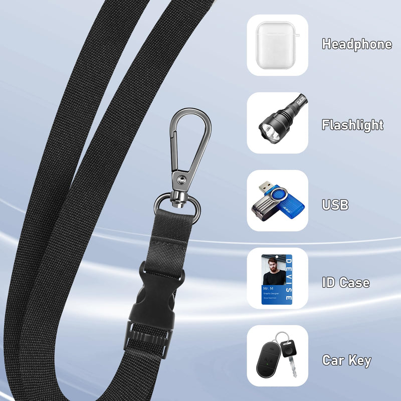 ROCONTRIP Phone Lanyard Universal Crossbody Cell Phone Strap Multifuctional Nylon Patch Adjustable Neck Strap for Women Men Travel Shopping Walking(Pure Black) Pure Black