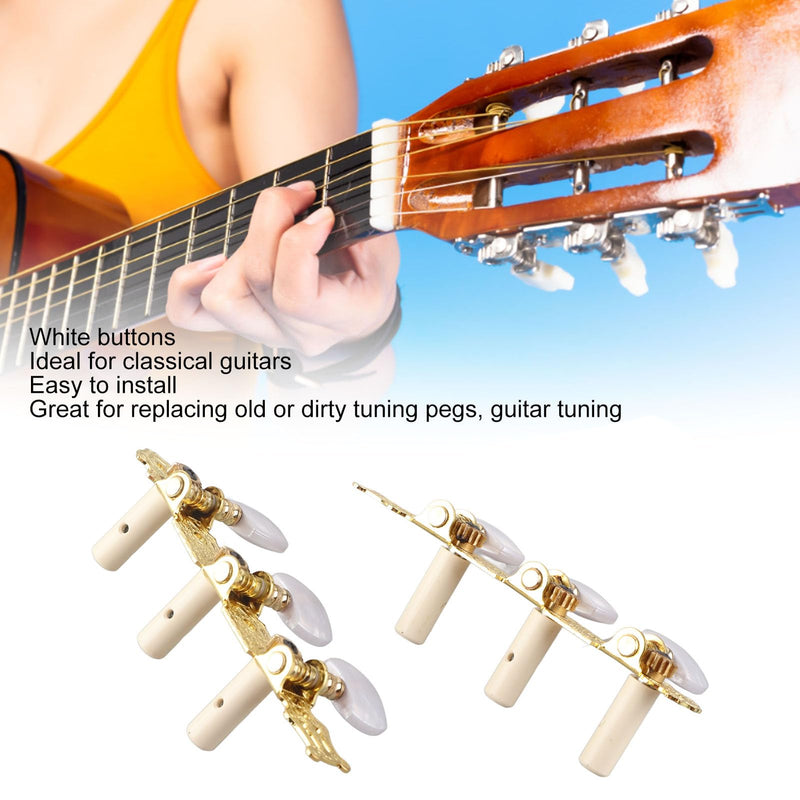 [AUSTRALIA] - 2Pcs Guitar Tuners Machine Head, Classical Guitar String Machine Heads Tuning Pegs Keys Tuners Set White Button 