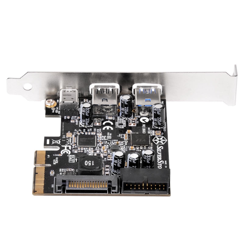 SilverStone Technology USB 3.1 and 3.0 PCIe Card with External Type C and Internal 19 Pin Connector ECU05, TAA Compliant