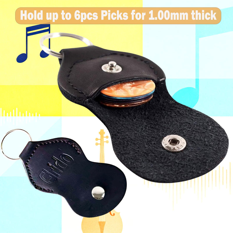 Elrido Guitar Pick Punch Tool Kit - DIY Custom Guitar Picks Maker with Leather Keychain Picks Holder & 2 Pick Strips, Create Endless Unique Picks - Make Picks, Gift for Guitarists & Musicians (Black) Black