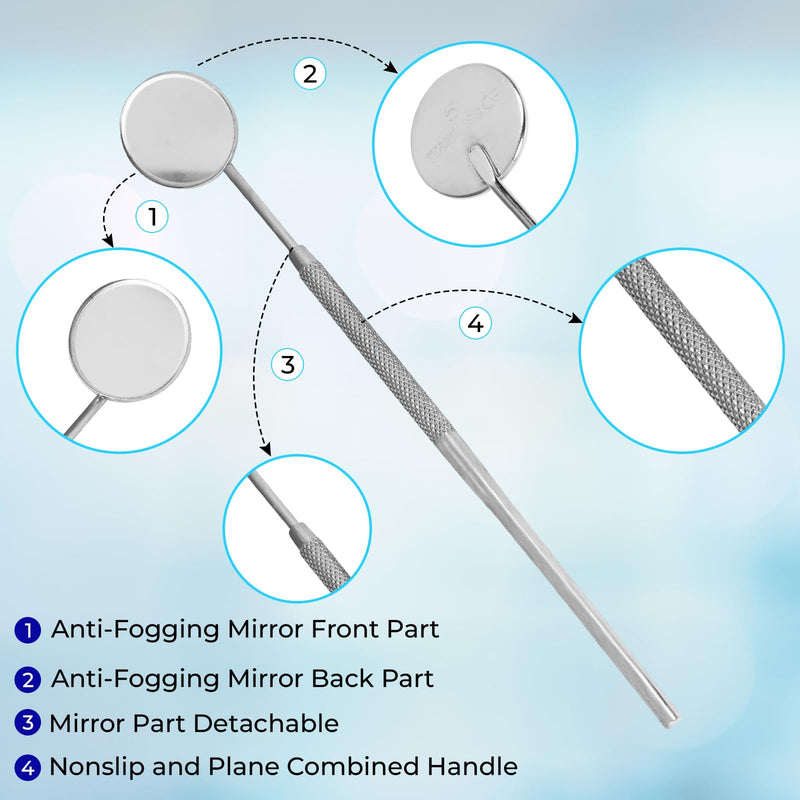 SS INSTRUMENTX Dental Mirror with Handle Dental Stainless Steel Dentist Tools for Teeth Cleaning Inspection Oral Hygiene Mouth Mirror for Daily Use CE