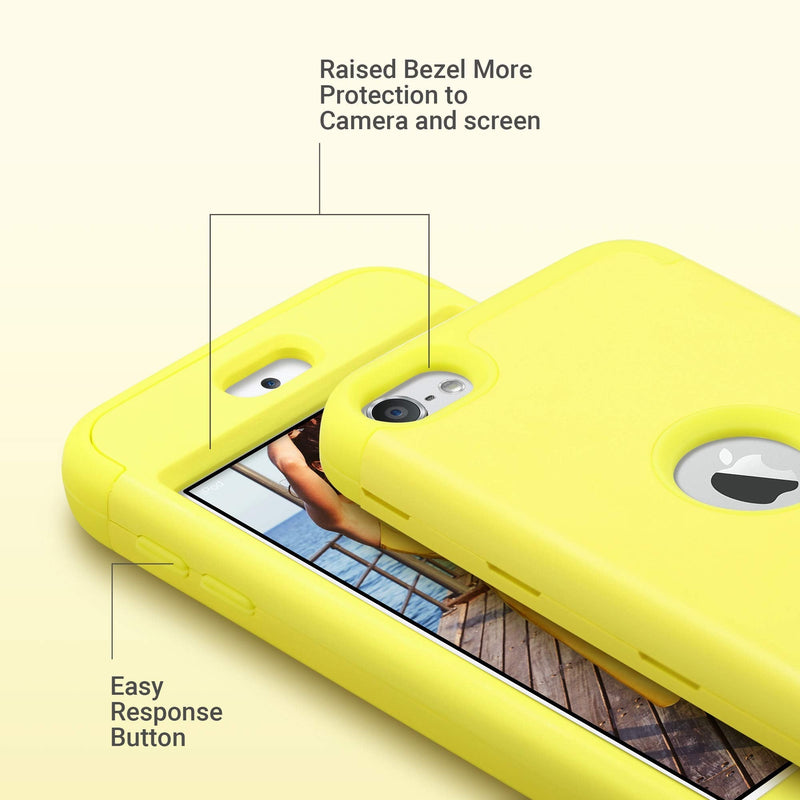 ULAK iPod Touch 7 Case, iPod Touch Case 6th Generation, iPod 5 Case, Heavy Duty High Impact Shockproof Protective Cover for Apple iPod Touch 5th/6th/7th Generation (Latest Model), Yellow