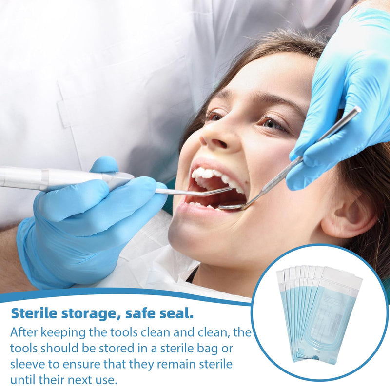Pack of 200 Sterilisation Bags, Disposable Self-Adhesive, Autoclave Seal Sterilisation Bags, for Dental Tools, Tattoos or Manicures (90 x 260 mm)