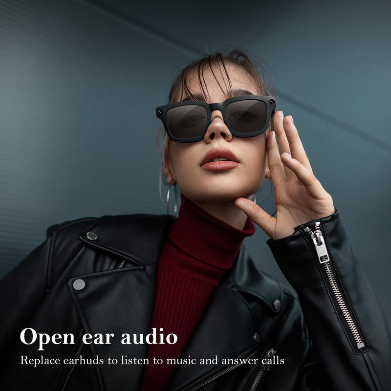 AI Smart Glasses for Cycling & Sports, 8MP Camera Glasses with Hands-Free Video Recording, Bluetooth Audio, Real-Time Translation, Waterproof, Outdoor Action Smart Glasses
