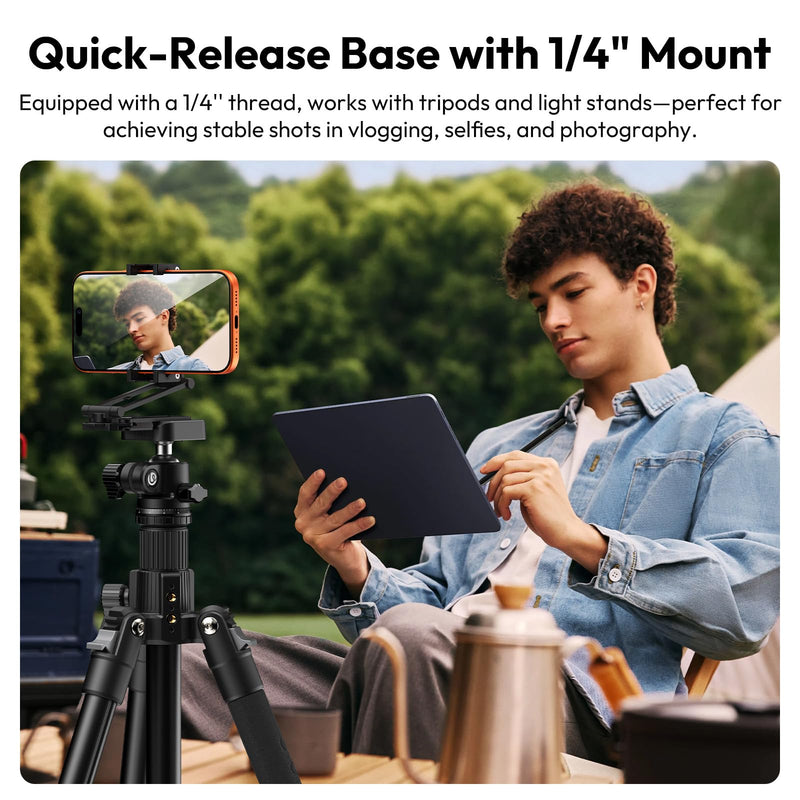 [AUSTRALIA] - ULANZI Phone Tripod Mount with Arca Uka Base, Foldable Mini Tripod with 2 Cold Shoes Handheld Grip Compatible with iPhone17/16/15/ Android, Metal Phone Clamp for Desktop Vlogging Travel 