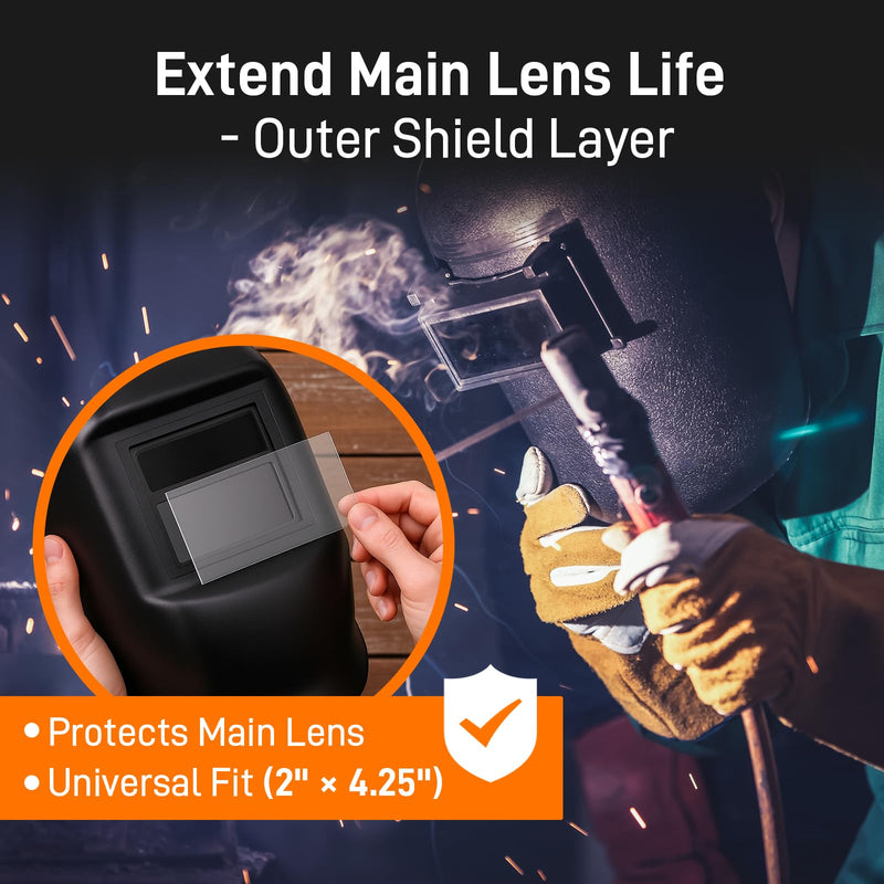 [AUSTRALIA] - 55 Pack 2 x4.25 inches Clear Welding Lenses, 0.04" Thick Replacement 2x4 Welding Lens, Welding Hood Clear Lenses for Most Standard Size Helmets 