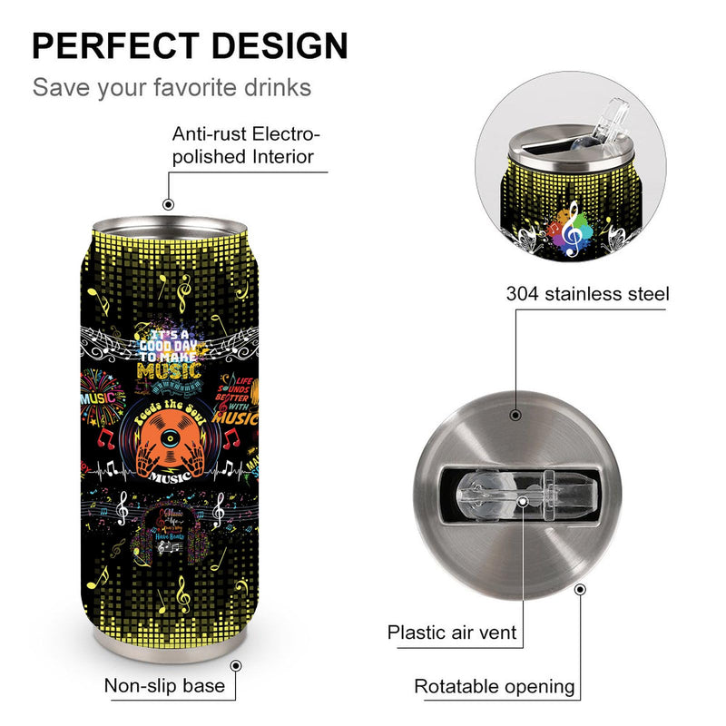 Music Notes Stainless Steel Insulated Tumbler With Straw Lid, Musical Lovers Gift For Musician As Music Themed Gifts 17 Oz 17 ounces