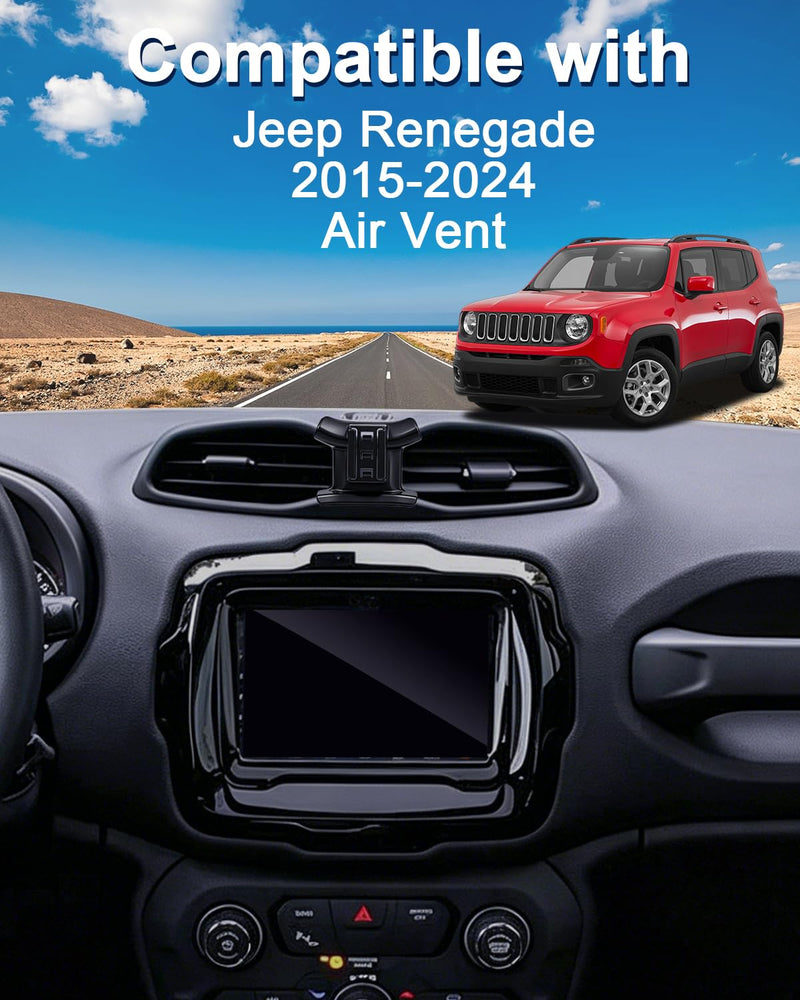 PZK Car Phone Mount for Jeep Renegade 2015-2023 2024 Accessories Air Vent | Auto Lock Clamping Car Phone Holder Hands Free 360° Rotation Cell Phone Automobile Cradles Fit All 4.0-7.0‘’ Phones Jeep Renegade 2014-2024 (Vent)