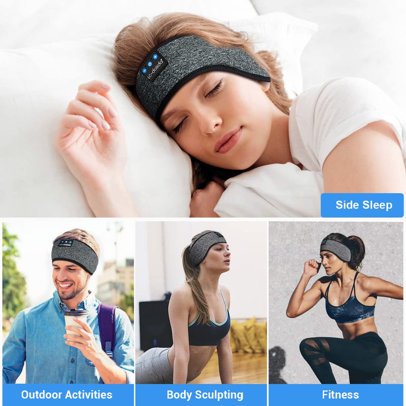 LC-dolida Sleep Headphones Bluetooth Headband, Headband Headphones Over Ear Bluetooth 5.4 Sleeping Earbuds Earphones