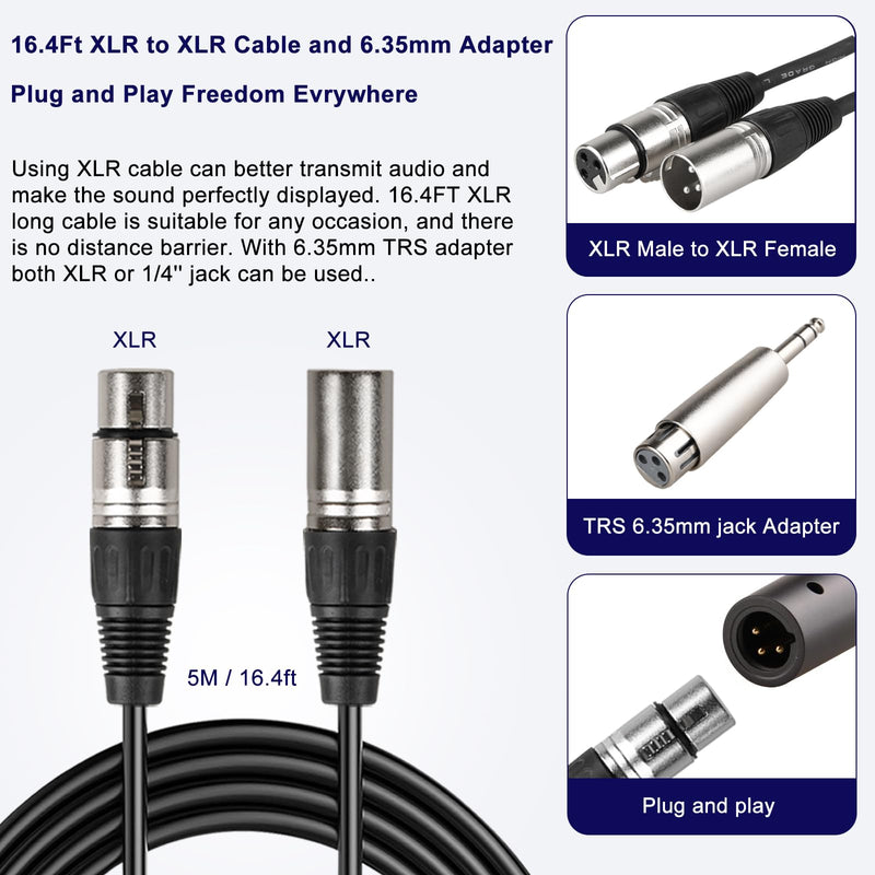 [AUSTRALIA] - LyricLoom Professional Wired Microphone XLR Set, Metal Vocal Dynamic Microphone with 16.4 XLR Male to Female Cable, Mic with Switch Set. DM58 Corded Mic for Karaoke, Speaker, Singing 