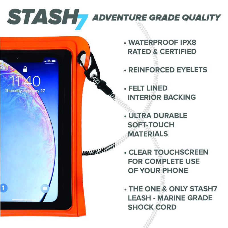 Waterproof Phone Pouch w/Long Lanyard | IPX8 Adventure Grade Cellphone Dry Bag Case, Fits iPhone 15 Pro Max,14 Pro Max, 13 Pro Max, XS, XR, Galaxy S21, for Snorkeling, Kayaking, Cruise Orange