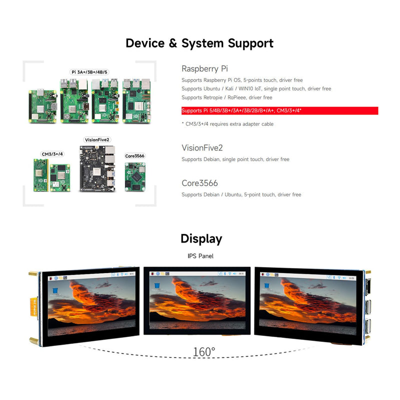 [AUSTRALIA] - waveshare 4.3inch Capacitive Touch Display Compatible with Raspberry Pi 5/4B/3B+/3A+/3B/2B/B+/A+/CM3/3+/4 800×480 Resolution IPS Wide Angle MIPI DSI Interface 4.3inch DSI LCD 