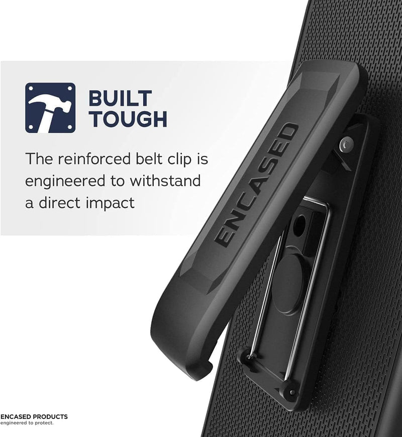 Encased Waterproof Belt Case Designed for Samsung Galaxy S24 Ultra - Full Body Protective Case with Screen Protector Built-in with Holster Clip (Clear/Black)