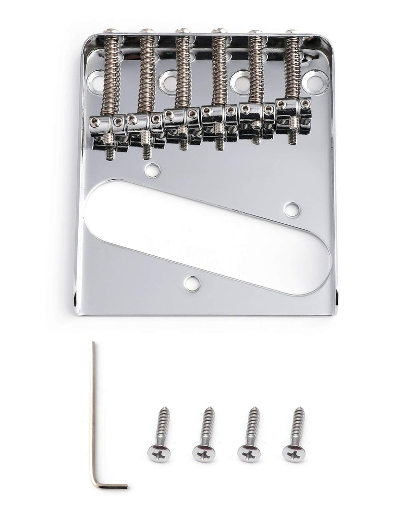 Metallor Vintage Guitar Bridge 6 Saddles String Through Body and Top Loader Bridge for Tele Telecaster Style Electric Guitar Parts Replacement Chrome.