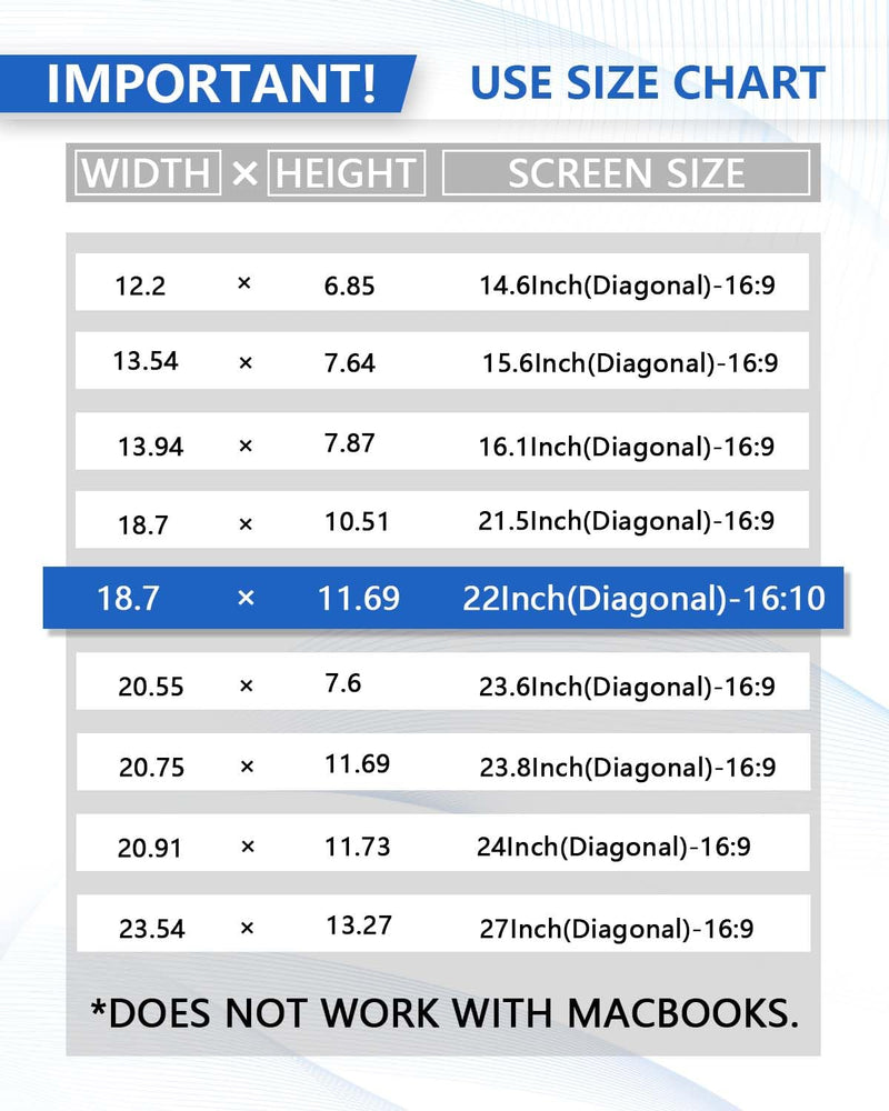 [2 Pack 22 Inch Computer Privacy Screen for 16:10 Aspect Ratio | Eye Protecting Anti-glare Blue Light Display Screen Privacy Protection, Removable Anti-scratch Coating 2 Pack 22 Inch 【16:10 Aspect】
