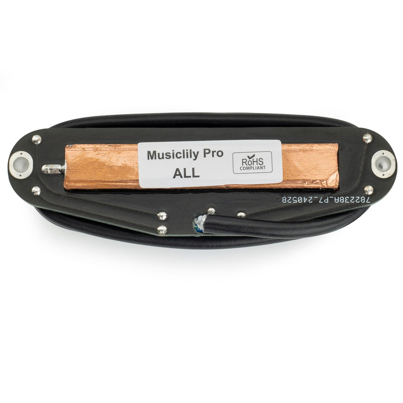 Musiclily Pro ST-DPMC Ceramic Rail Blade Single Coil Sized Humbucker Pickup 9.2K for Strat Style Electric Guitar, Black Body Black Rail