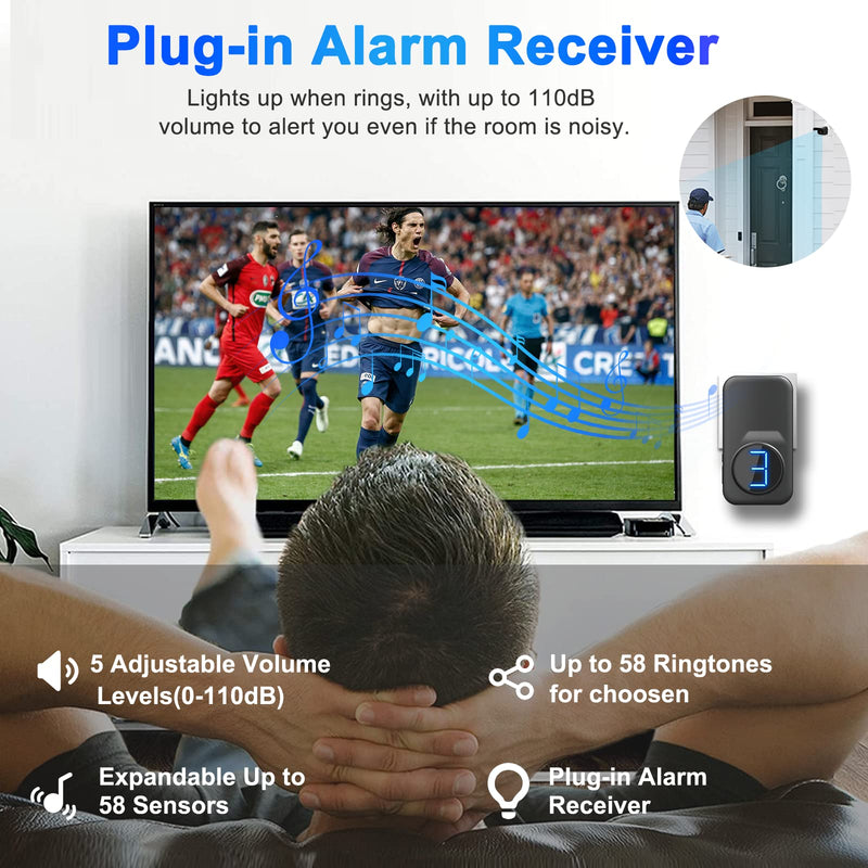 Driveway Alarm, Bistee Wireless Driveway Alarms Weather Resistant Motion Sensor&Detector, Microwave lnfrared Detector Home Security Alert System, 600 FT Range Monitor&Protect Outdoor/Indoor Property 1 Motion Sensor +1 Receiver Black