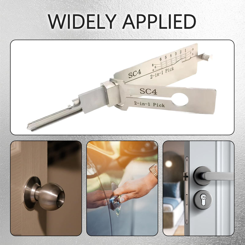 Key Decoder Made of Stainless Steel, Key Decoder Master Key Decoder, SC4 Stainless Steel Key Decoder Auto Lock Pick Stainless Steel Master Key Decoder with Storage Bag for Door Locks
