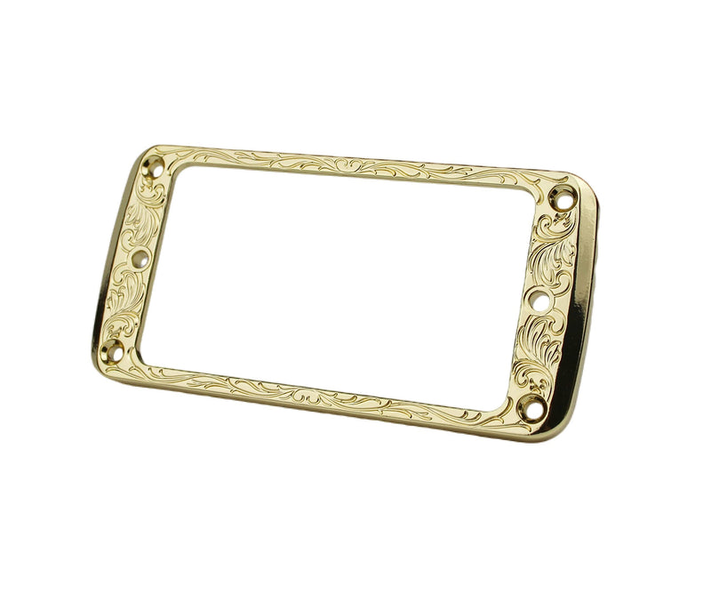 Guyker Metal Flat Humbucker Cover, Pickup Mounting Ring Set - Bridge Neck Pickups Frame Replacement Part for Electric Guitar or Precision Bass(2PCS, PR006 Gold) PR006, gold