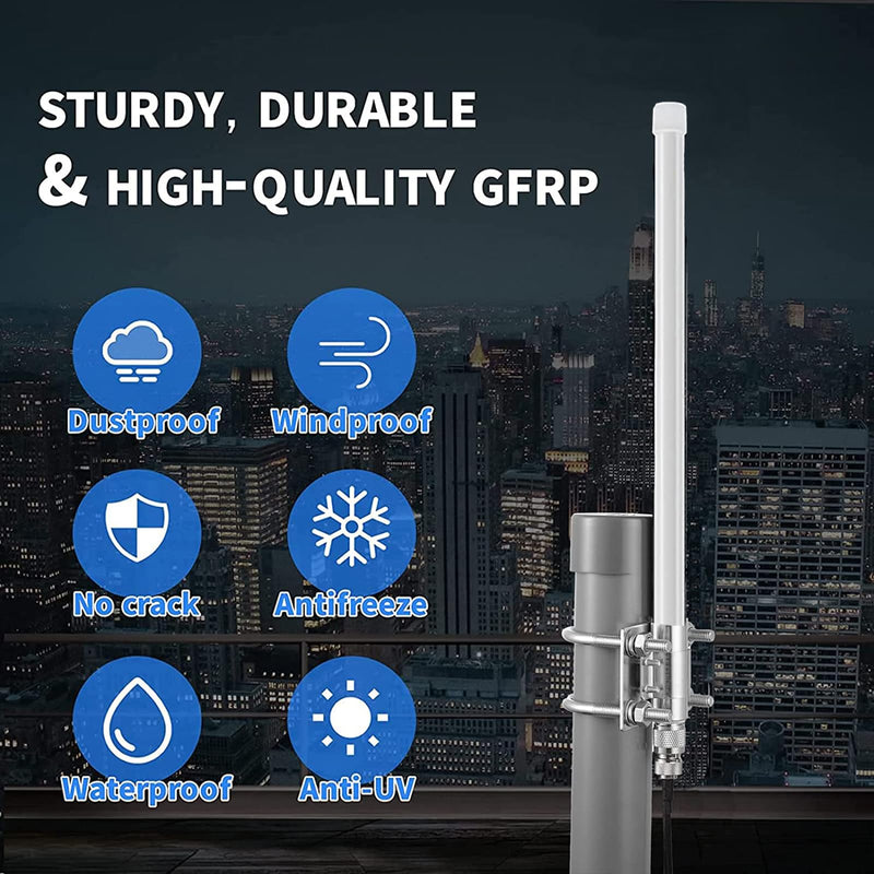 1090MHz 978MHz Dual Band ADS-B Antenna Flightaware Outdoor 5dBi Fiberglass Antenna with 10ft Extension SMA Cable, Increase Catching Distance and Number, Eifagur