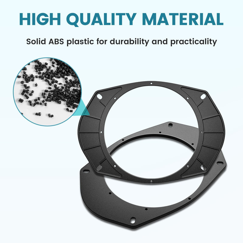 6X9 to 6.5 inch Door Speaker Adapter for Select 1994-2014 Chrysler/Jeep/Dodge Vehicle Rear/Front Speaker, 6.5 inch Aftermarket Speaker Spacer Ring Installation Plate Converter, 1 Pair