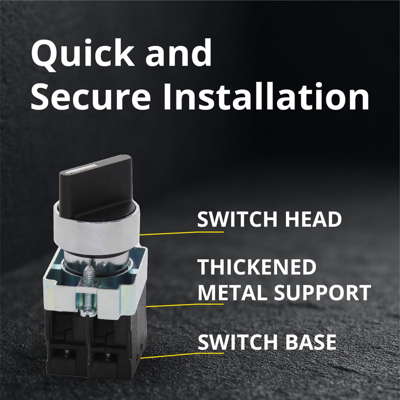 [AUSTRALIA] - Rotary Switch - 2-Position Selector Switch Maintained - 22mm Mounting Hole - Electric NO NC Latching - 220VAC Voltage and 10A Contact Current - (4 Pack) 4 Pack NO/NC 
