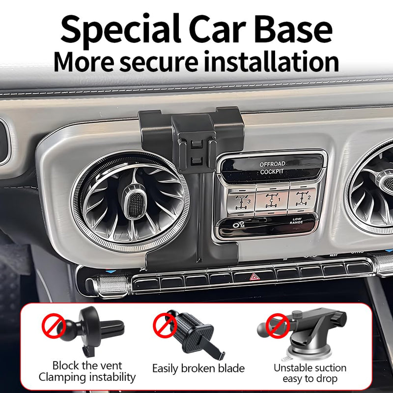 Car Magnetic Phone Mount for Mercedes Benz G-Class 2025 2026 G550 G580 G63 W463 G Wagon Auto Interior Accessories Best Cellphone Holder Fast 15W Wireless Charger Cell Phones Charging Stand for 2025 2026 Benz G-Class