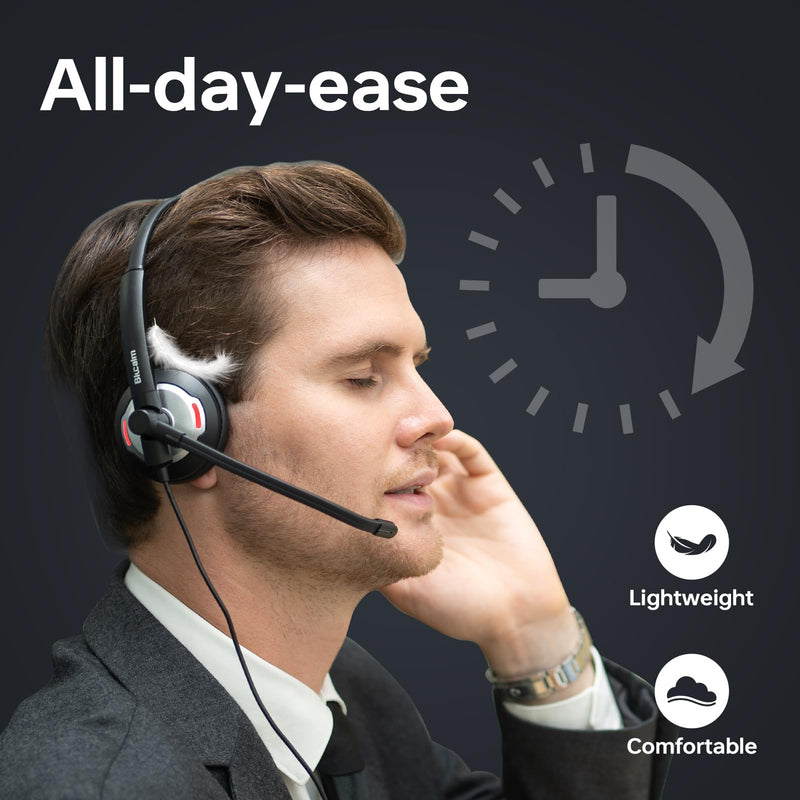 [AUSTRALIA] - Wired Headset with Noise Canceling Mic & in-Line Control, Business Headset with Microphone for PC, USB Computer Headset for Work Call Center, Home Office, Online Classes, Teams, Zoom 